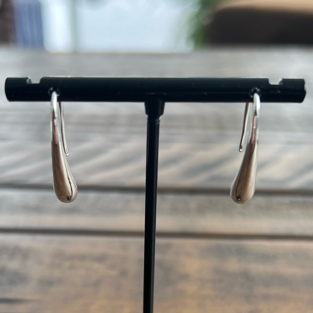 Liquid Molten Teardrop Sterling Silver Gold Plated Minimalist Hook Drop Earrings